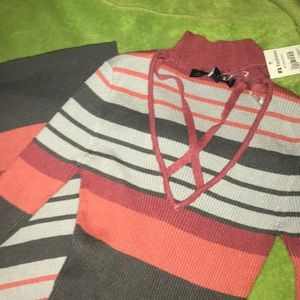 Multi Strip Long Sleeve Bodycon Dress